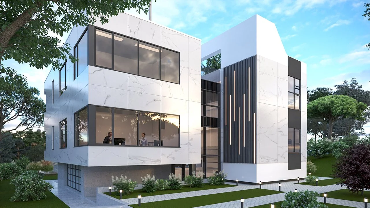 3D Architektur Visualisierung Immobilien Exterieur Haus Office Bürogebaeude 01